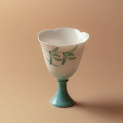 1Pc Ceramic Hand-painted Orchid High Footed Master Cup Tea Cup Tea Tasting Cup