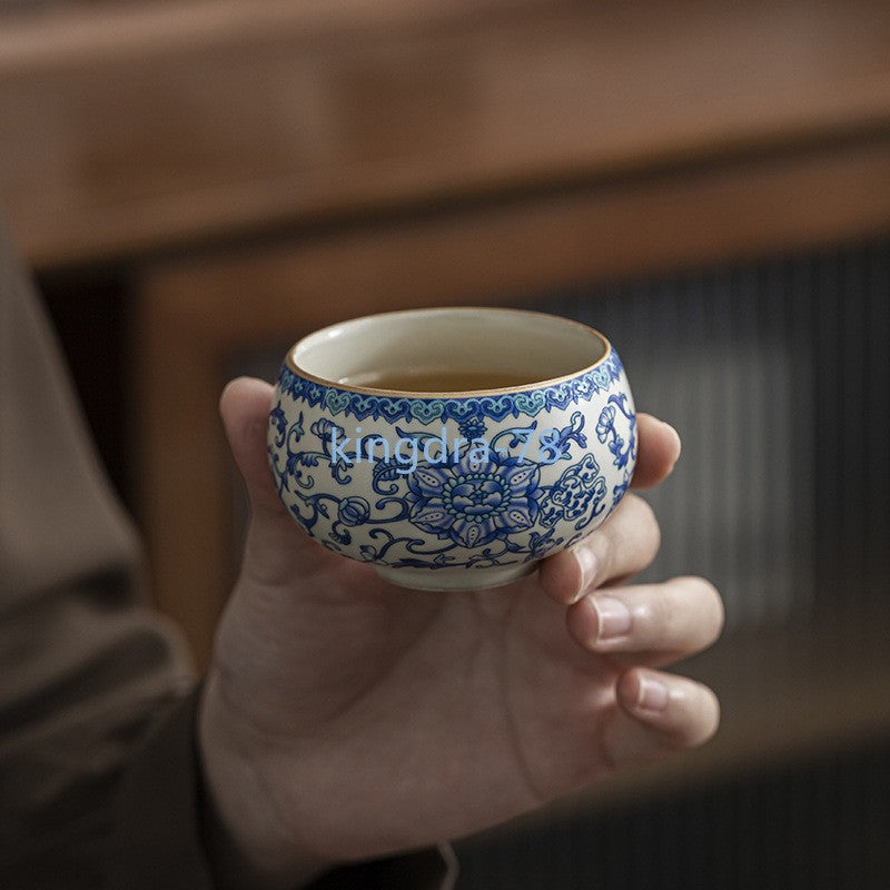 7cm Ceramic Vintage Master Cup Ru Kiln Ice Crackle Tea Set Tea Ceremony