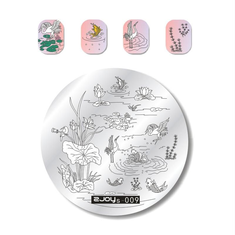 Nail Art Tools Stamping Stainless Steel Designs Shiny Pattern Stencils 5.5x5.5cm