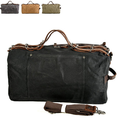 Vintage Water Resistant Wax Canvas Duffel Travel Overnight Weekend Gym Carry Bag