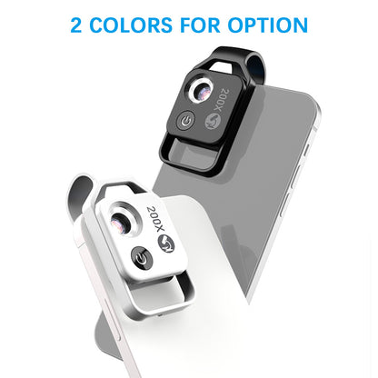 APEXEL 200X with CPL Phone Microscope with LED Light/Clip for IPhone and Android