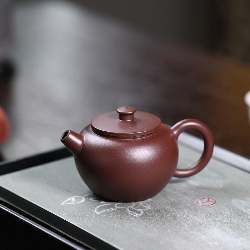 120ml Handmade Tea Pot Marked Purple Zhu Clay Julunzhu Master Pot Real Yixing