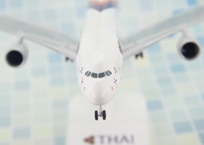 1:200 37CM RISESOON THAI Airbus A380-800 Passenger Plane ABS Plastic Plane Model