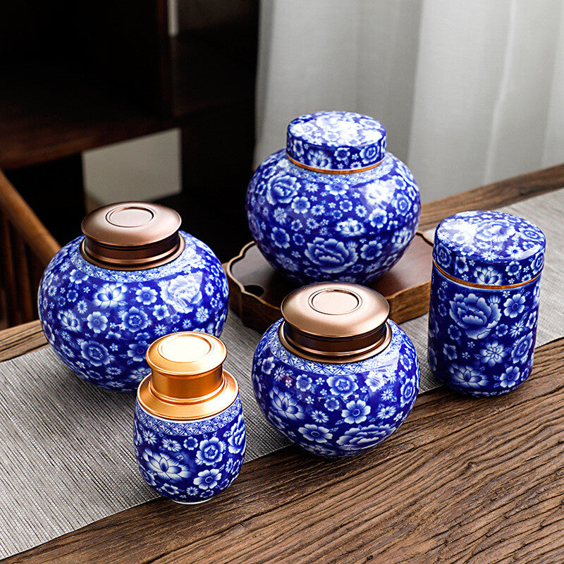 Ceramic Tea Caddy Travel Tea Canisters For Storage Tea Tea Box Storage Jars 250g