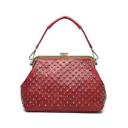 Vintage Rivet Handbag Crossbody Purse Synthetic Leather Shoulder Bag 24*10*18 CM