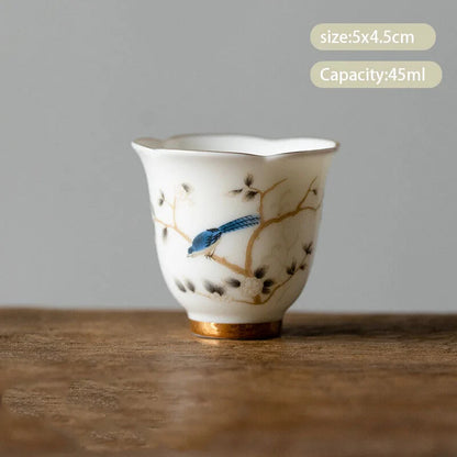 Chinese Ceramic Teacup Master Handmade Suede Jade White Porcelain Tea Bowl