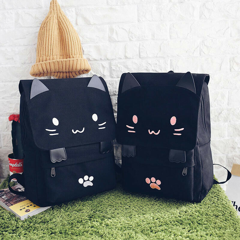 Girl's Canvas Backpack Teenage Rucksack Trip School Bag Women's Cartoon Knapsack