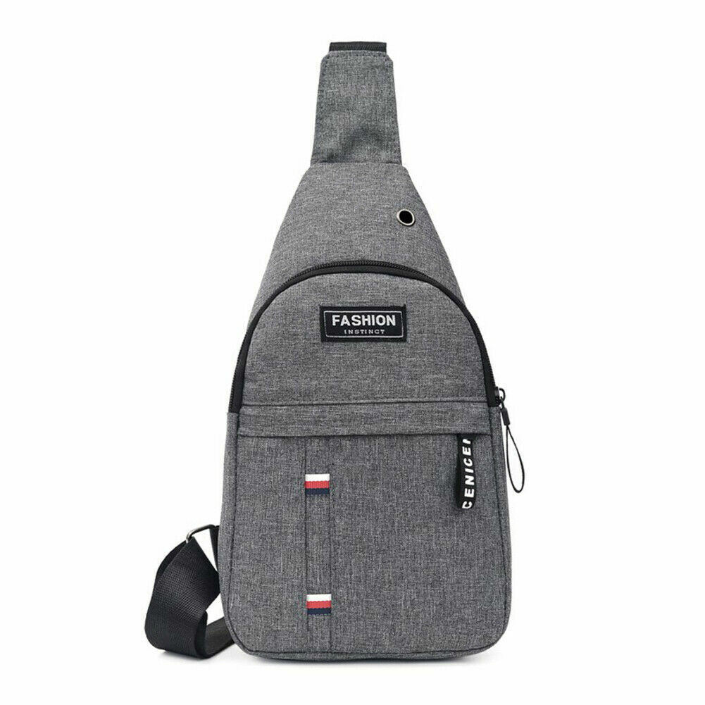 Fashion Shoulder Bag Chest Pack Canvas USB Charging Crossbody Handbag Waist Pack
