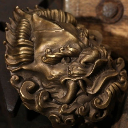 Brass Lion Head Pixiu Waist Hanger Chinese Style Belt Keychain for Men