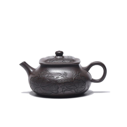 Original Ore Real Yixing Zisha Tea Pot Full Handmade Carved Pot Old Purple Clay
