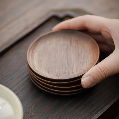2pcs Black Walnut Coaster Mat Tea Holder Cup Holder Thermal Mat Kung Fu Tea Set