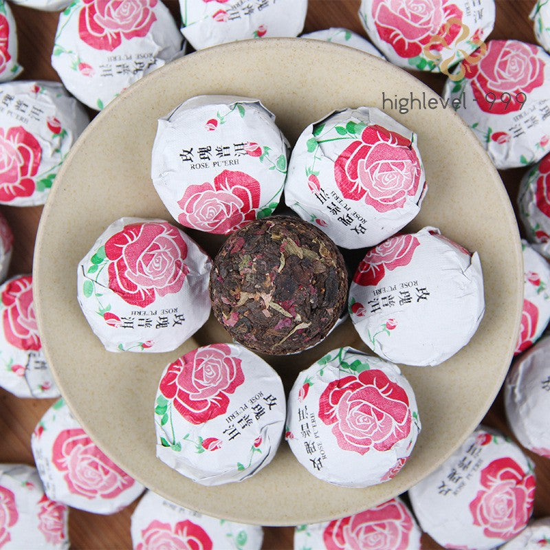 500g Ripe Pu'er Yunnan Rose Blended Floral Mini Compressed Tuocha Tea