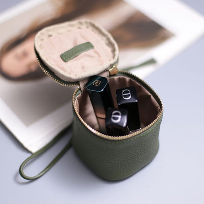 Genuine Leather Cosmetic Bag Cosmetic Case Makeup Clutch Toiletry Cosmetic Pouch