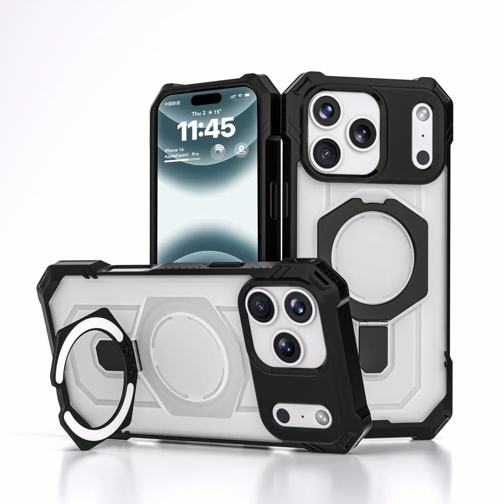 iPhone 17 Pro Max Magnetic Case with Invisible Metal Stand,Matte Bumper Cover
