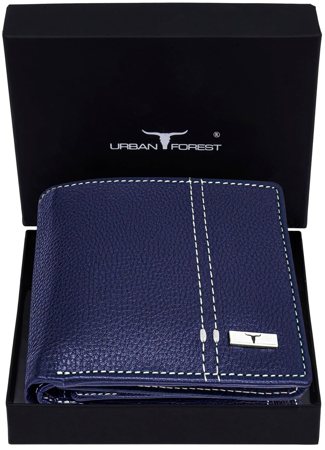 New Blue/White Bi-Fold Leather Men's Wallet RFID Protection Gift Item