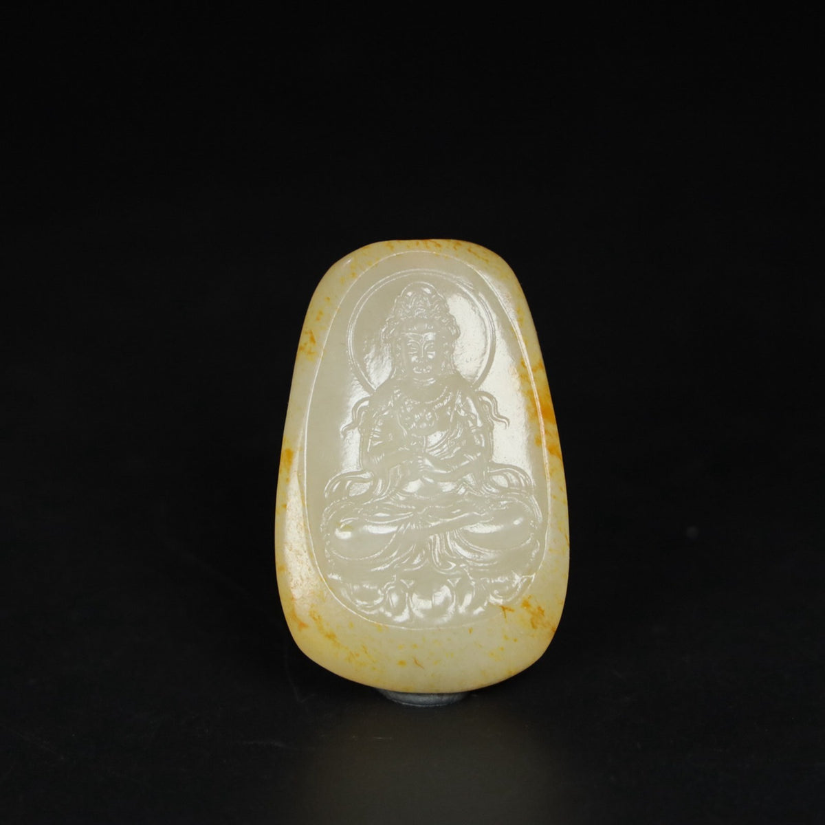 Chinese Natural Hetian Jade Hand-carved Exquisite Guanyin Pendant 30327