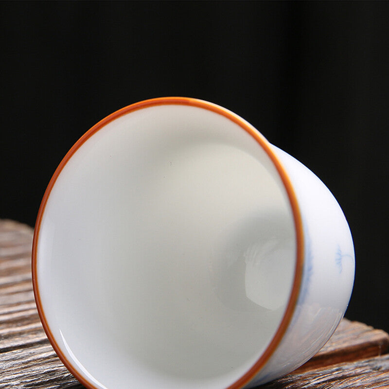 Porcelain Tea Cup For Puer Handpainted Floral Design Ceramic Master Cup 50ml New