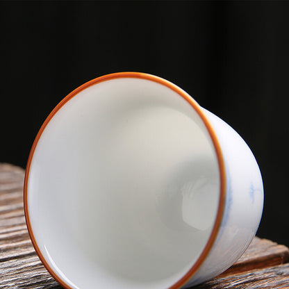 Porcelain Tea Cup For Puer Handpainted Floral Design Ceramic Master Cup 50ml New