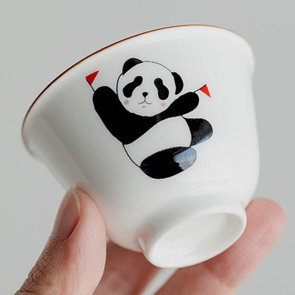 2pc/Set 50ml Chinese Panda Art Tea Cup White Porcelain Cute Ceramic Teacups