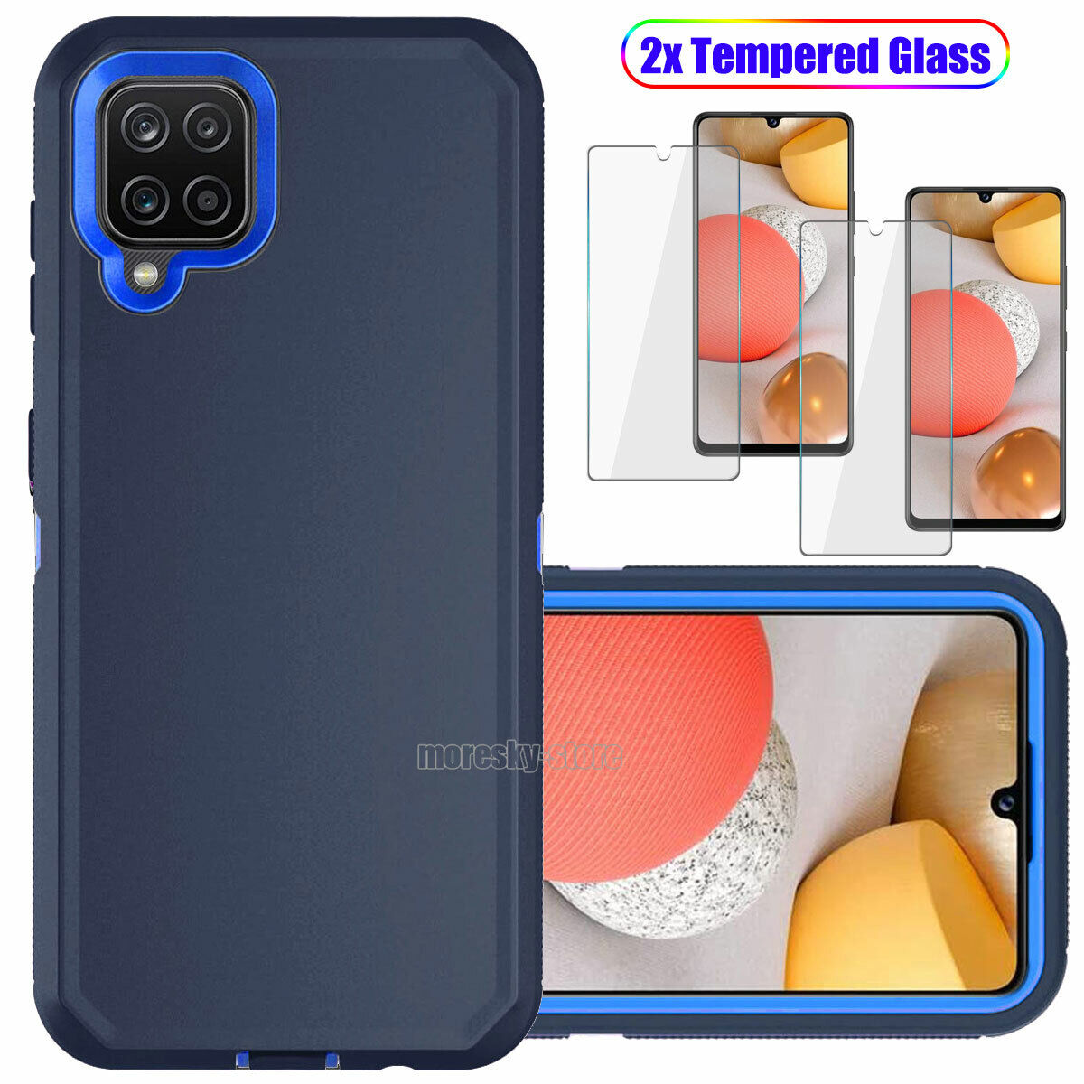 For Samsung Galaxy A42 5G Case Shockproof Phone Cover + Glass Screen Protector