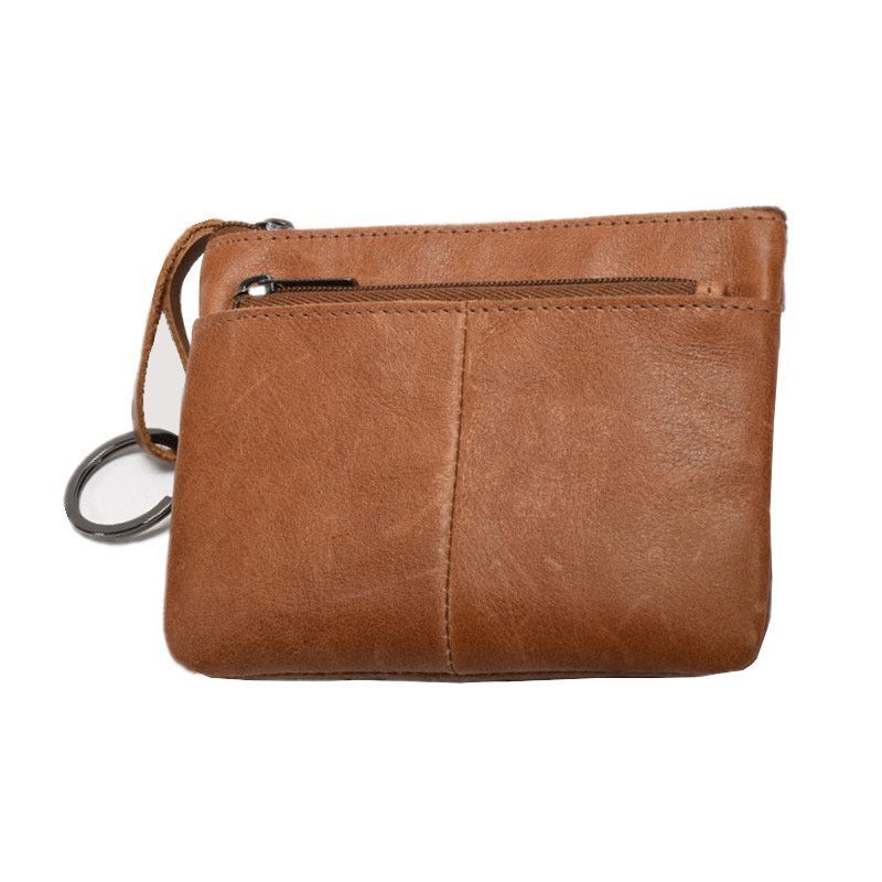 Genuine Leather Wallet Zipper Pouch Short Small Money Bag Coin Purse Card Holder