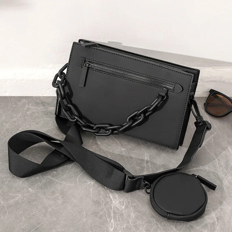 Men's Crossbody Bag Chain Shoulder Bag Men Small Square Bag Crossbody Handbags