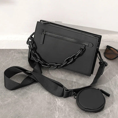 Men's Crossbody Bag Chain Shoulder Bag Men Small Square Bag Crossbody Handbags