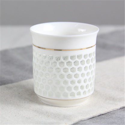 100ml Ceramic Tea Cup Blue White Cup For Coffee/tea Floral Hollow-out Design Cup