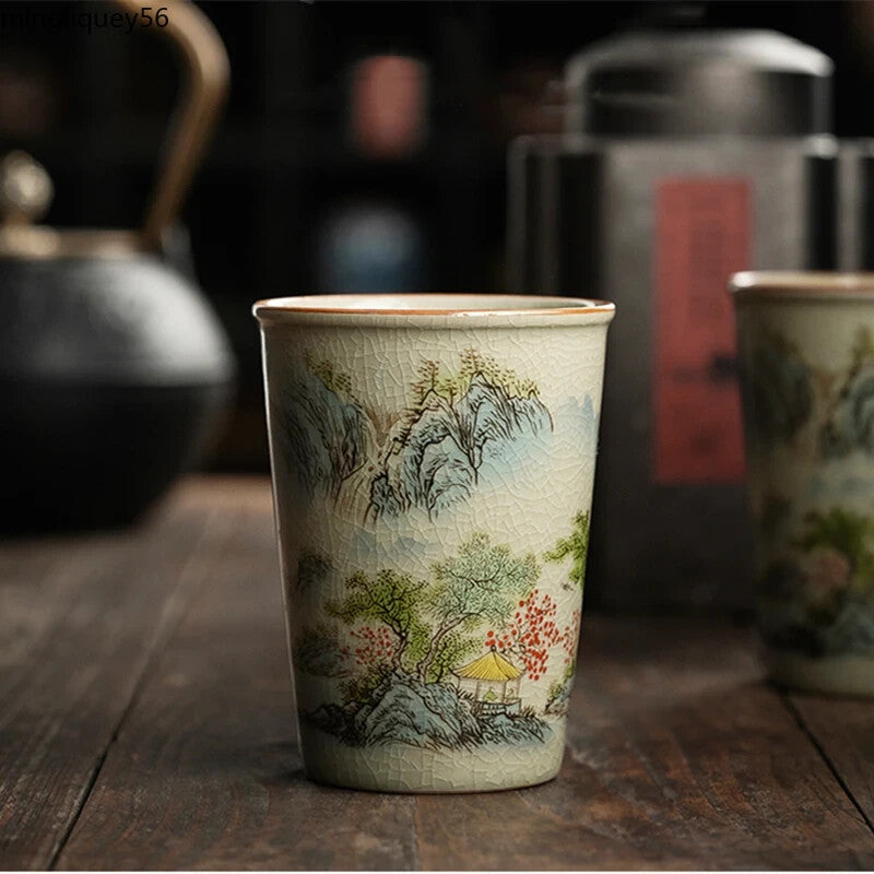 260ml Landscape Chinese Green Tea Cup Ceramic Kung Fu Teacup Ceramic Opening Cup