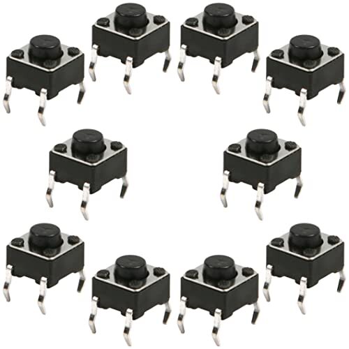 10 Pack Momentary SPST-NO Tact Switch, Size: 6mm x 6mm x 3.5mm