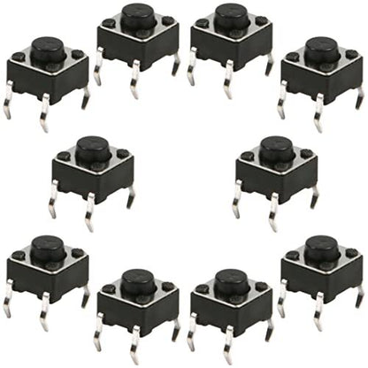 10 Pack Momentary SPST-NO Tact Switch, Size: 6mm x 6mm x 3.5mm