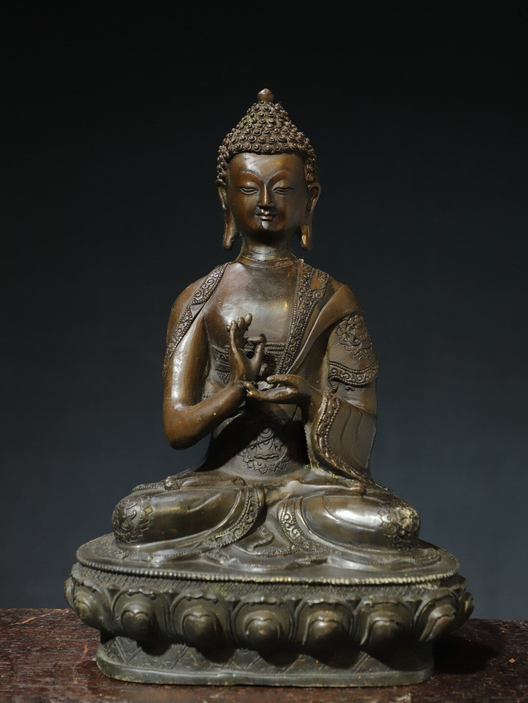 Antique Shakyamuni Buddha Statue Copper Figure Rare Tibetan Altar Sculpture