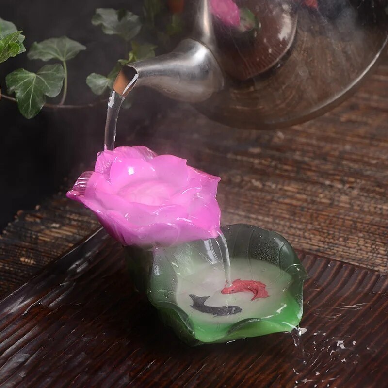 Temperature Sensitive Discoloration Resin Lotus Tea Pet Decoration Pendant