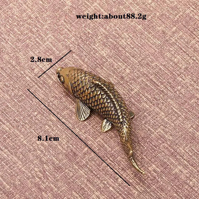 Brass Fish Figurines Miniatures Feng Shui Desktop Tea Pet Decoration Accessory
