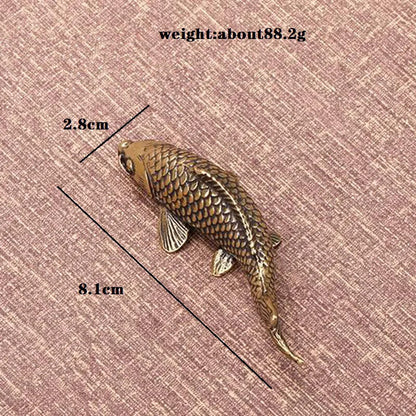 Brass Fish Figurines Miniatures Feng Shui Desktop Tea Pet Decoration Accessory
