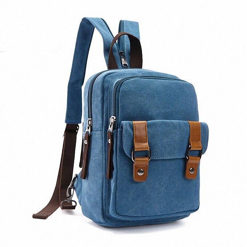 Men's Canvas Convertible Small Mini Backpack Rucksack Chest Pack Sling Bag