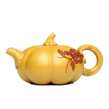 Pumpkin Shape Master Tea Pot Marked Handmade Pot Classical 14 Infuser Holes New