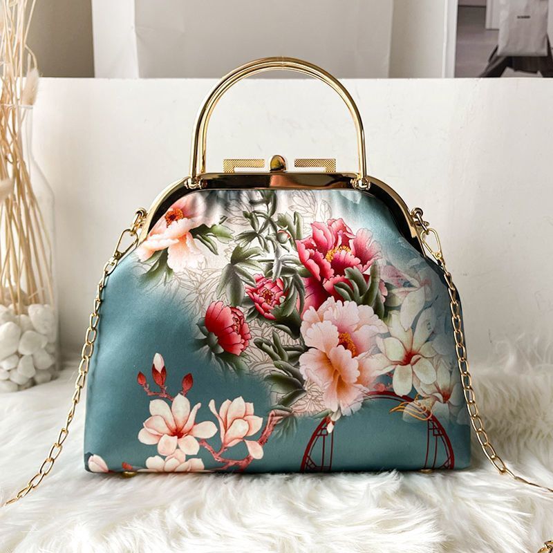 Shoulder Crossbody Bag Spring Flowers Bags Lock Shell Purse Vintage Bag Handbags