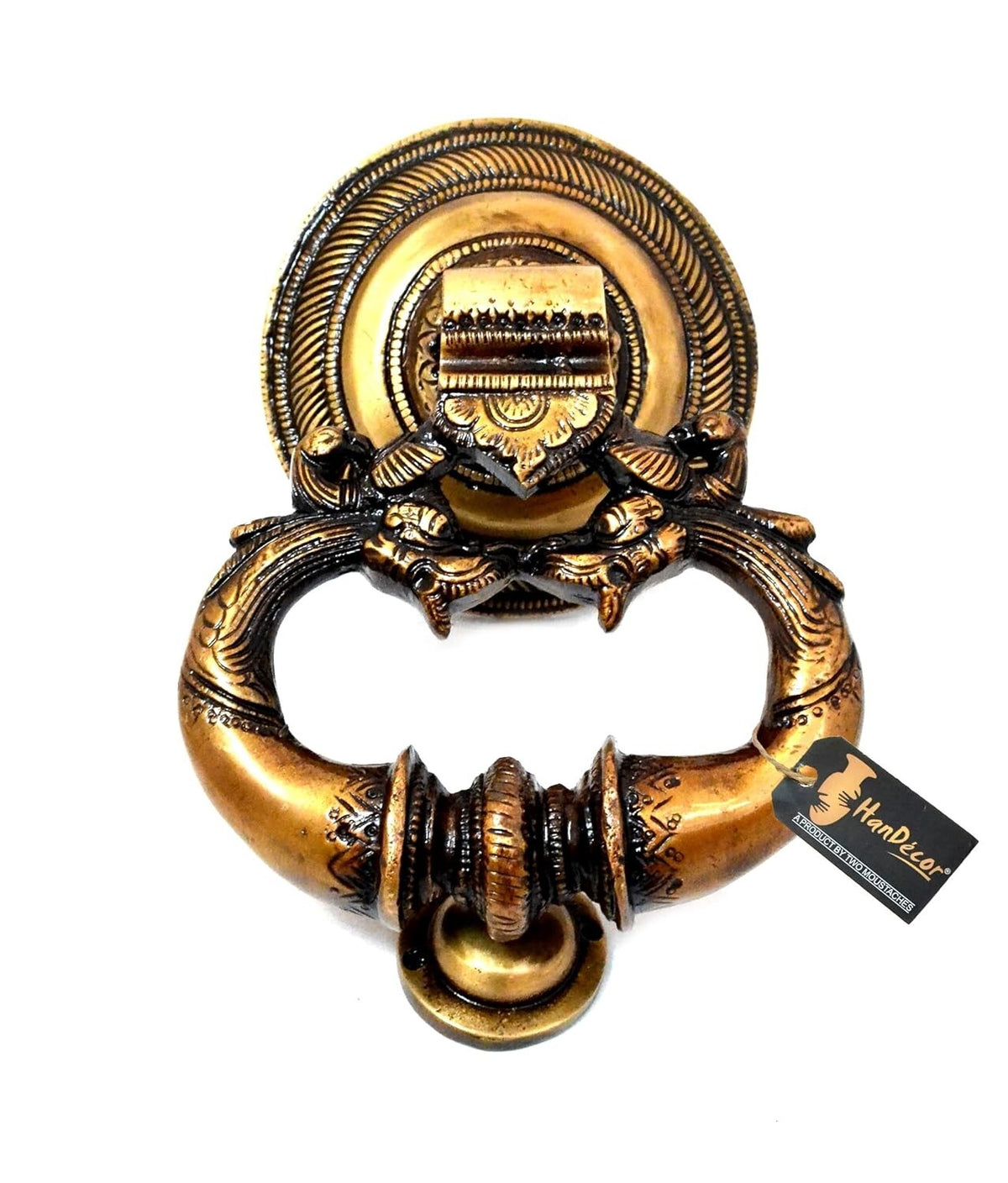 Antique Look Brass Twin Dragon Design Door Knocker Door Bell Home Decor