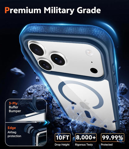for Iphone 17 Pro-Max Case: Clear Magnetic Phone Cases with Screen Protector Com