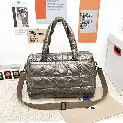 Large Shoulder Bags Waterproof Nylon Purses Cotton Feather Down Bag 36*13*27 CM