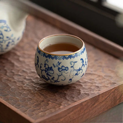 100ml Ru Kiln Ceramic Lotus Zen Tea Cup Tea-tasting Meditation Cup Master Cup