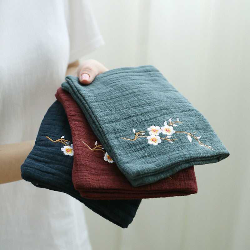 Tea Towel Water Absorbent Cloth Embroidered Cotton Linen Towel No Shedding China