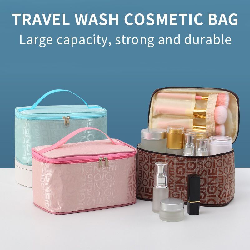 Square Cosmetics Storage Bags Travel Pouch Toiletries Organizer S/M/L Polyester