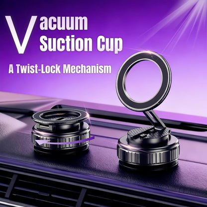 Magnetic Vacuum Car Phone Holder with Strong Suction Cup 360° Adjustable Foldabl