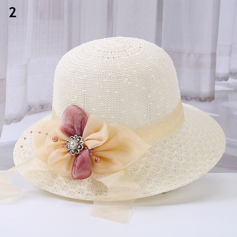 Women's Bow Large Floppy Folding Wide Brim Cap Sun Straw Summer Beach Hat New