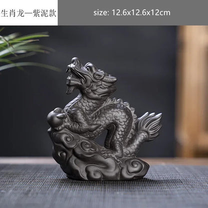 Creative Purple Sand 12 Zodiac Animal Decoration Tea Pet Lovely Desktop Ornament