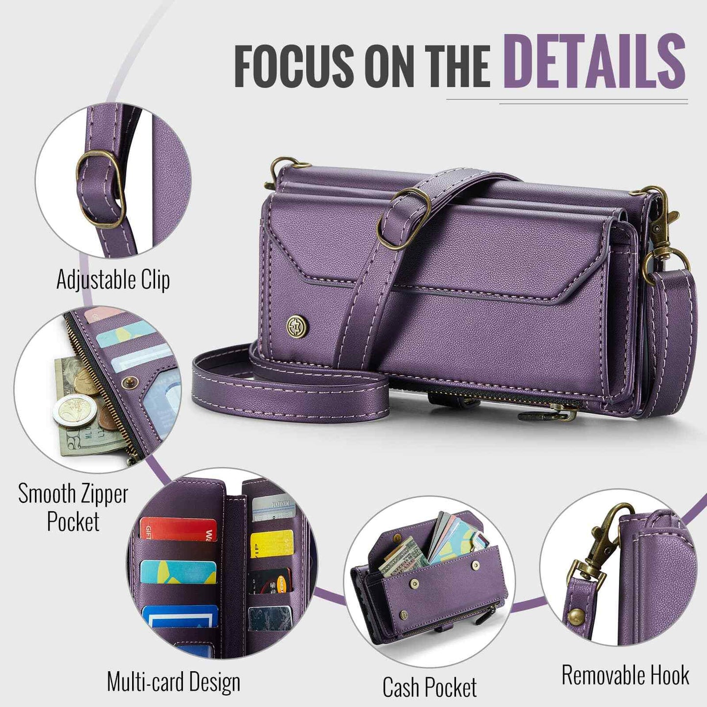 Crossbody for Samsung Galaxy A15 A25 A32 A33 A35 A55 A72 Case Wallet Card Holder