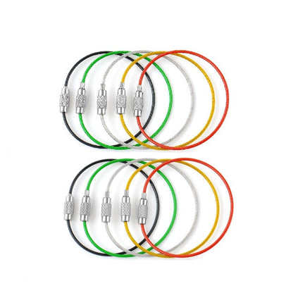 Screw Locking Stainless Steel Wire Keychain Cable Rope Key Holder 5/10/15/20Pcs