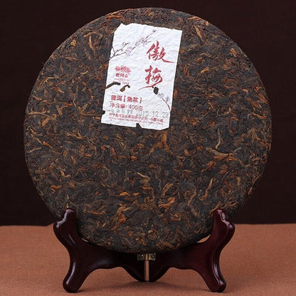 2015 Yunnan LAO TONG ZHI Puer Tea Cake,plum blossom Ripe AO MEI Pu erh tee, 400g
